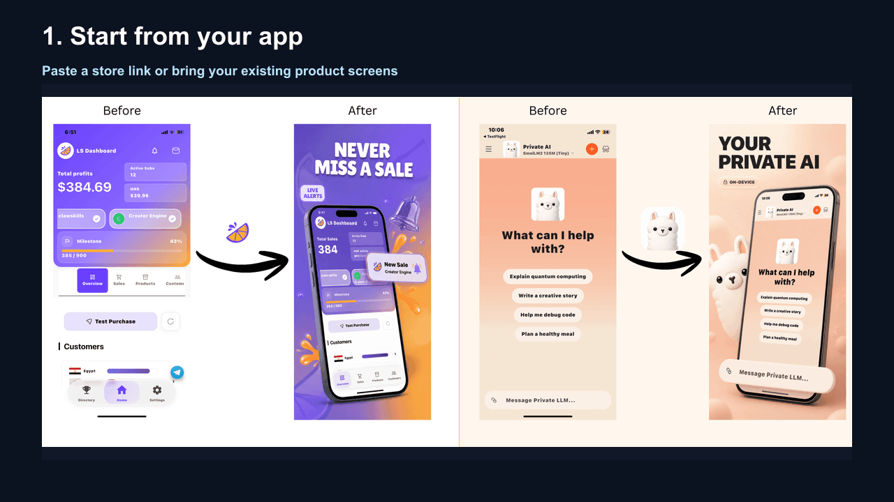 AI-assisted app screenshot workflow example