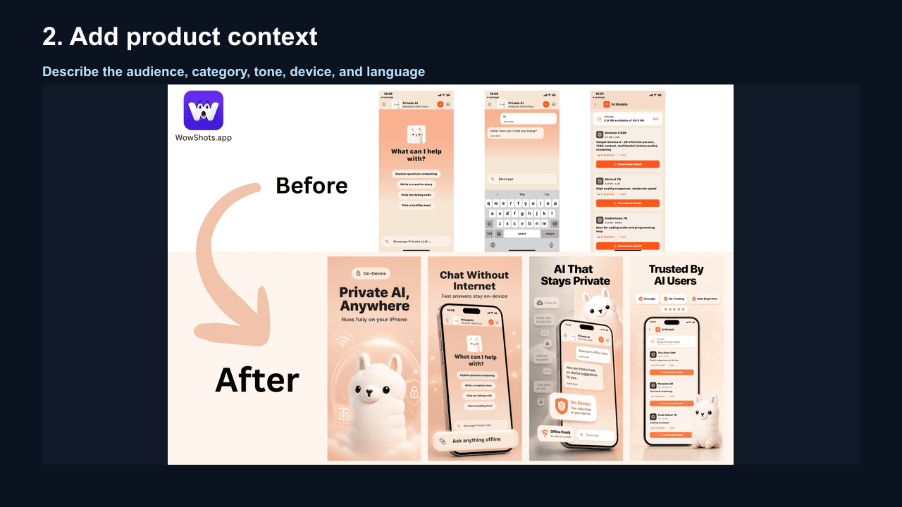 App Store screenshot sizing workflow example