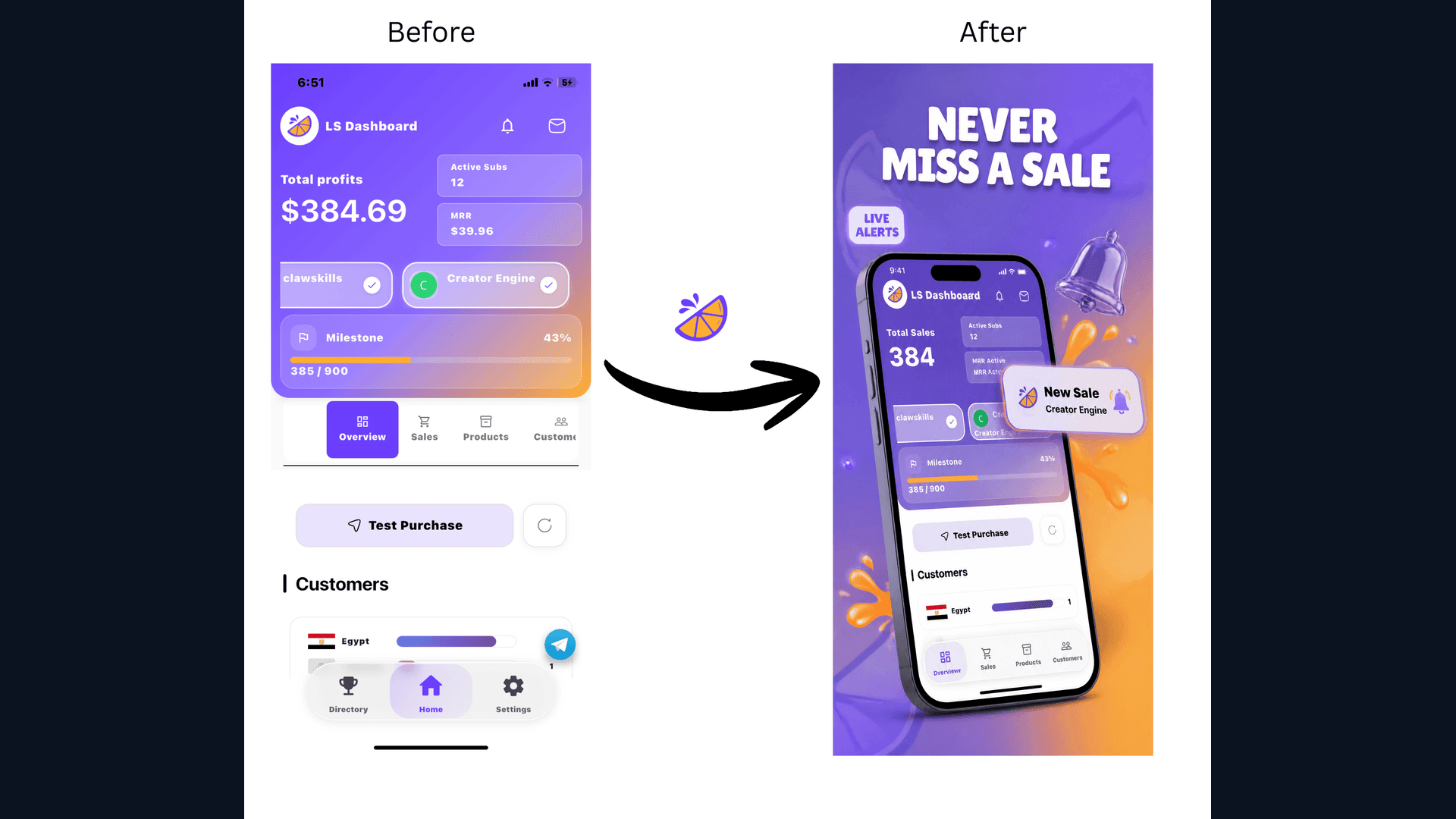 iOS app screenshot workflow example